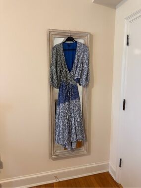 Ann Taylor Blue Patchwork Floral Midi Dress